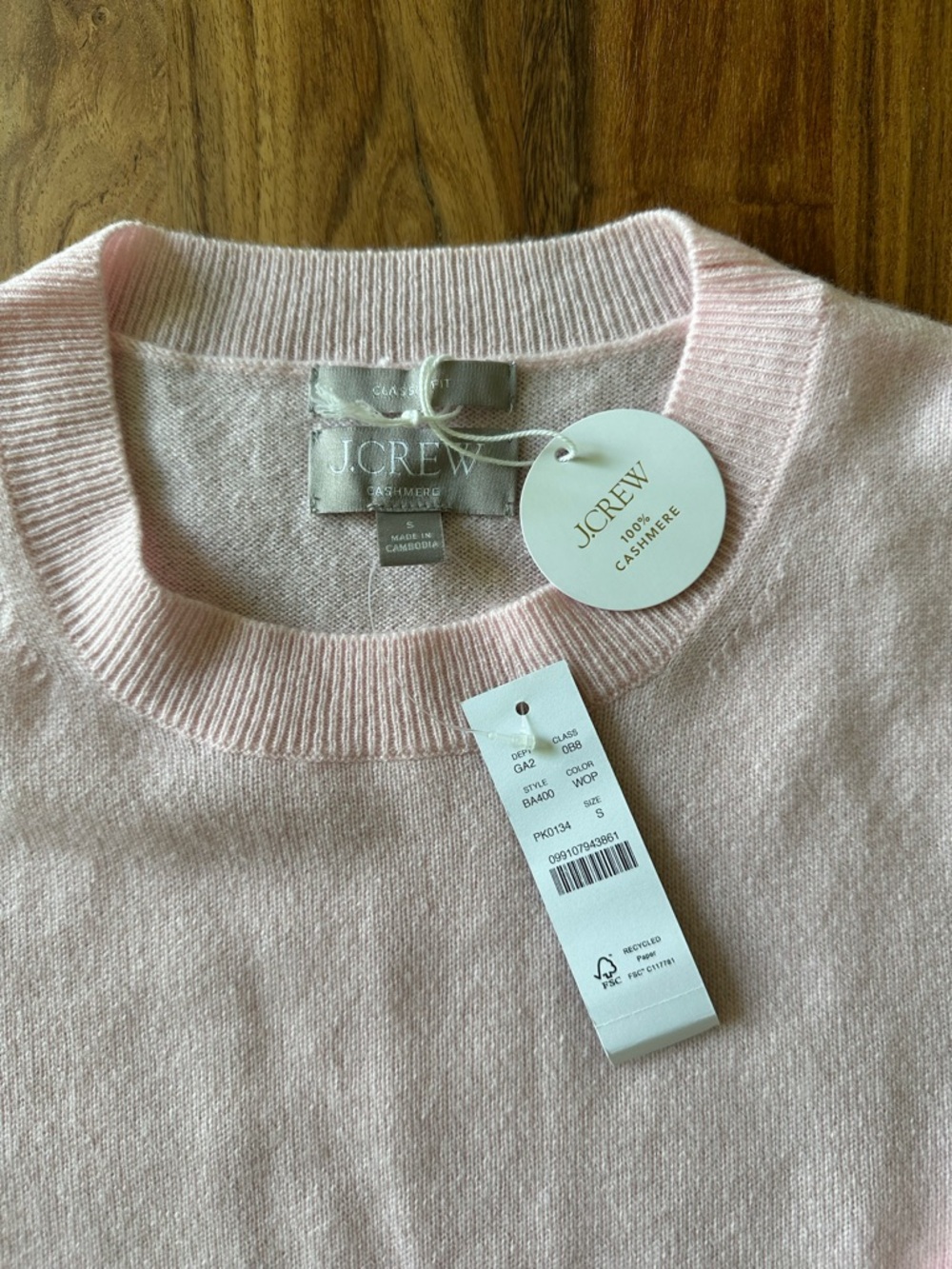 J.CREW Classic Fit Cashmere Sweater in Washed Pink - Picture 2 of 3